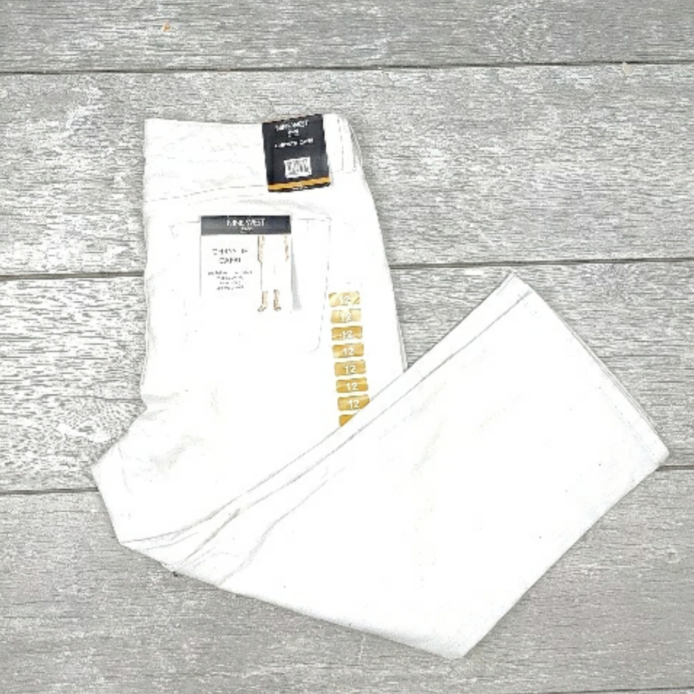 NWT-Nine West White Crystal Stretch Capri Jeans - Picture 4 of 9